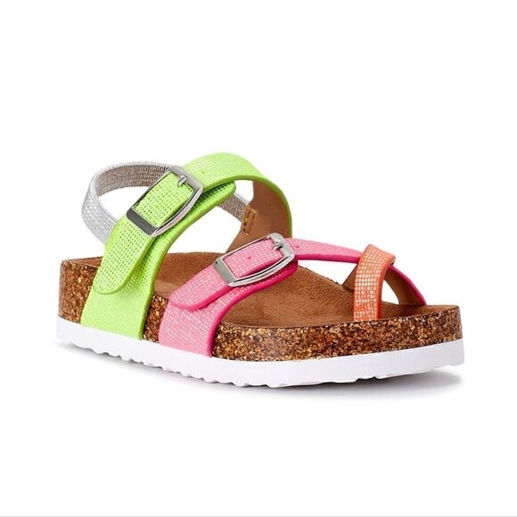 Wonder Nation 2 BuckleMulticolored Sandals Girls NEW - Picture 1 of 5